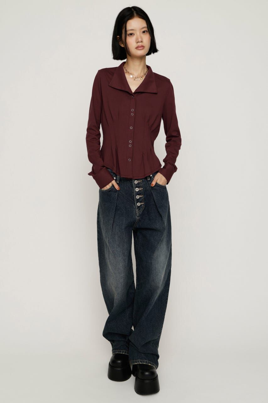 SLY「OPEN COLLAR TUCKED シャツ」|シャツ・ブラウス|