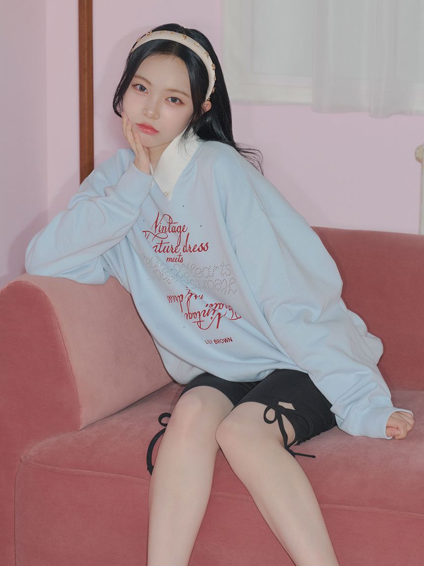LILY BROWN「【LILY BROWN&times;Hearts2Hearts】コラボレーションビジューロゴスウェット」|スウェット・ジャージ|