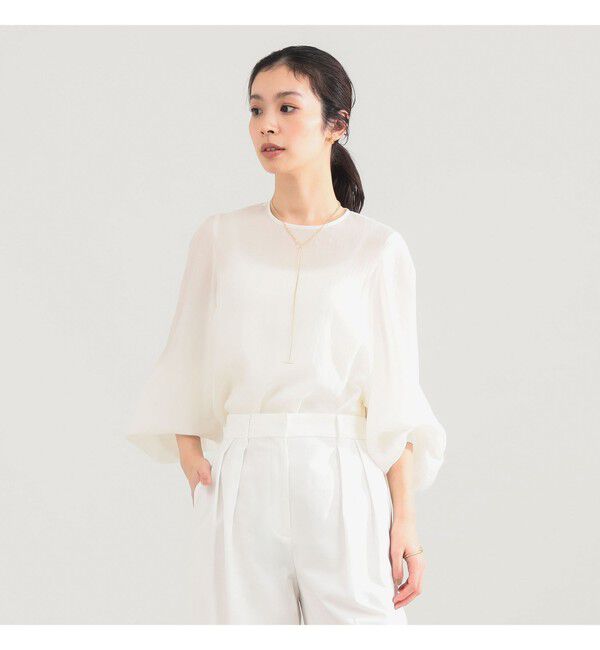 Demi-Luxe BEAMS 「AK+1 / クルーネック リブ ブラウス」|シャツ・ブラウス|