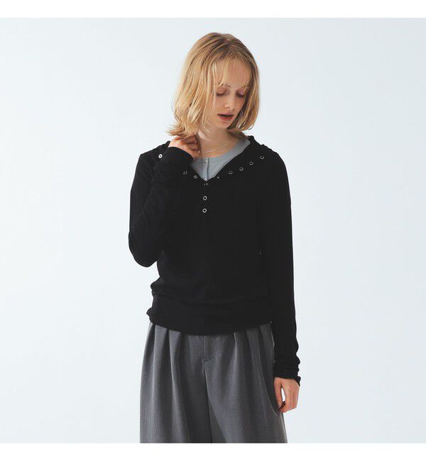 Ray BEAMS 「リブ ヘンリーネック フーディー」|Tシャツ・カットソー|