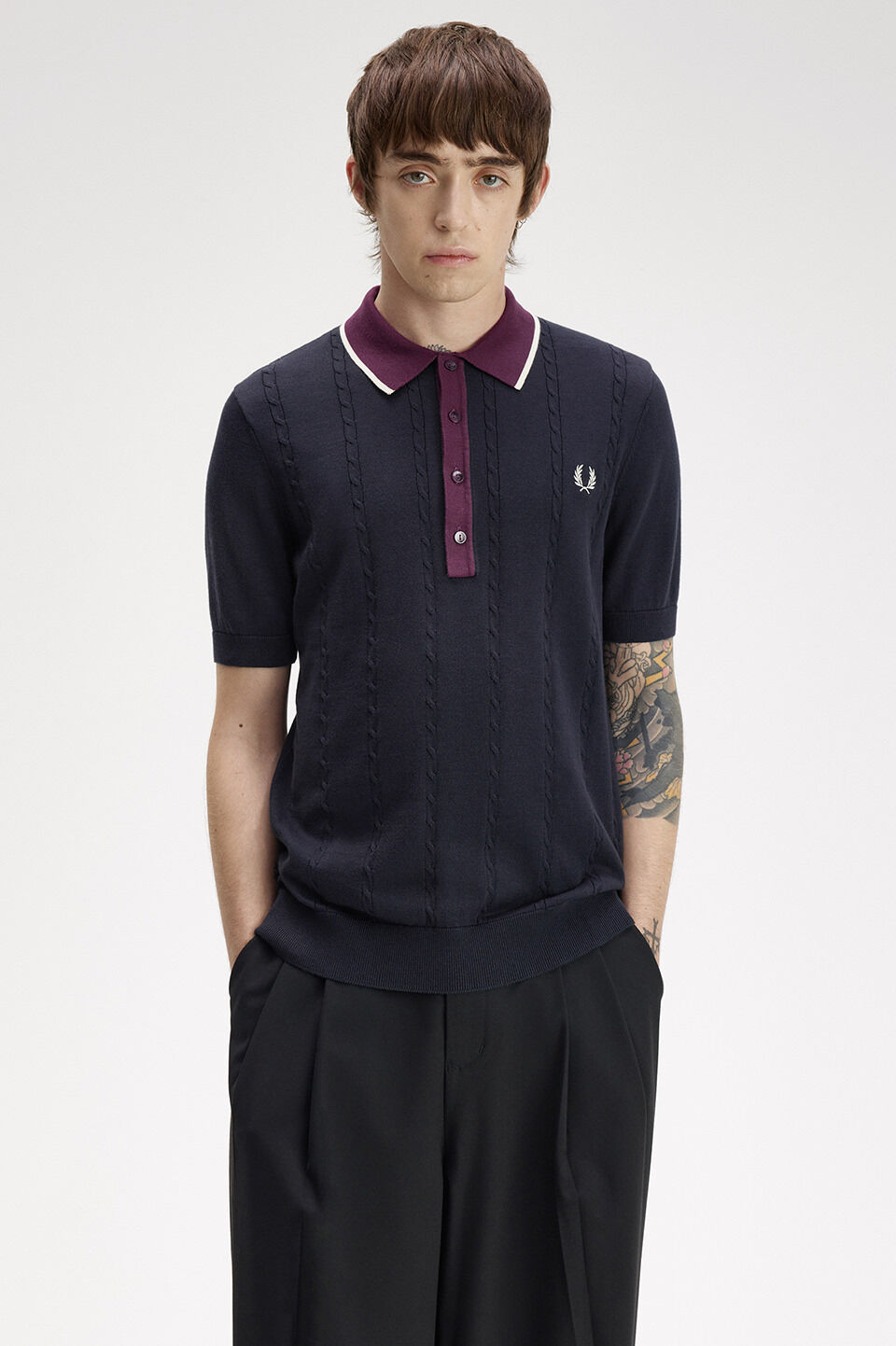 FRED PERRY 「FRED PERRY／Cable Knit Shirt／ケーブルニットシャツ」|ポロシャツ|