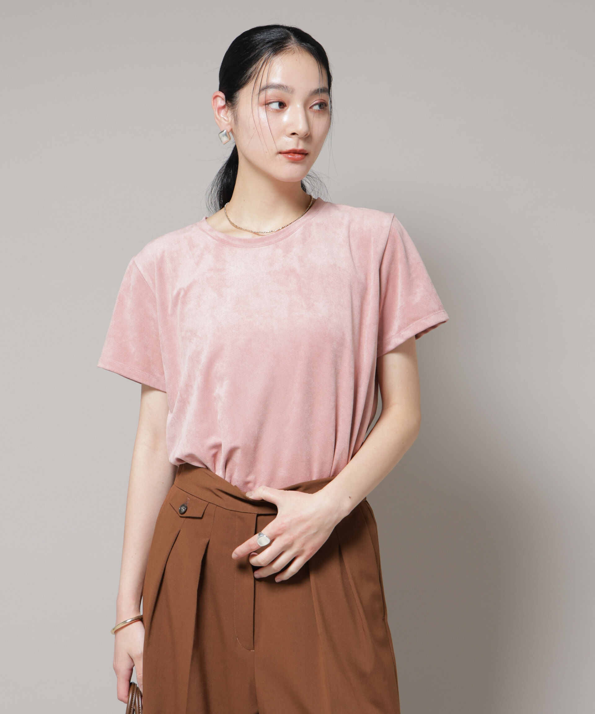 NANO universe「フェイクスエードTシャツ」|Tシャツ・カットソー|