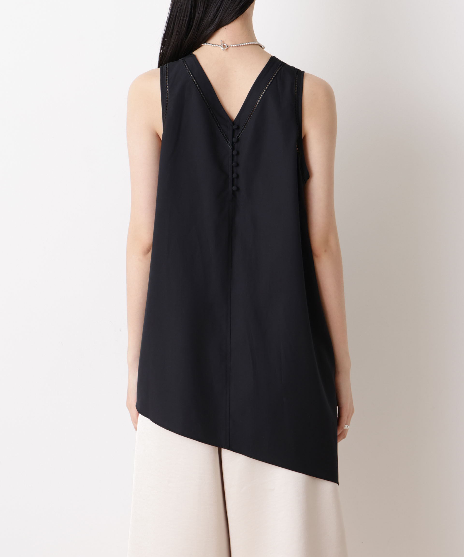 NANO universe「「STEVELOUR」フラワー刺繍アシメタンクトップ」|シャツ・ブラウス|