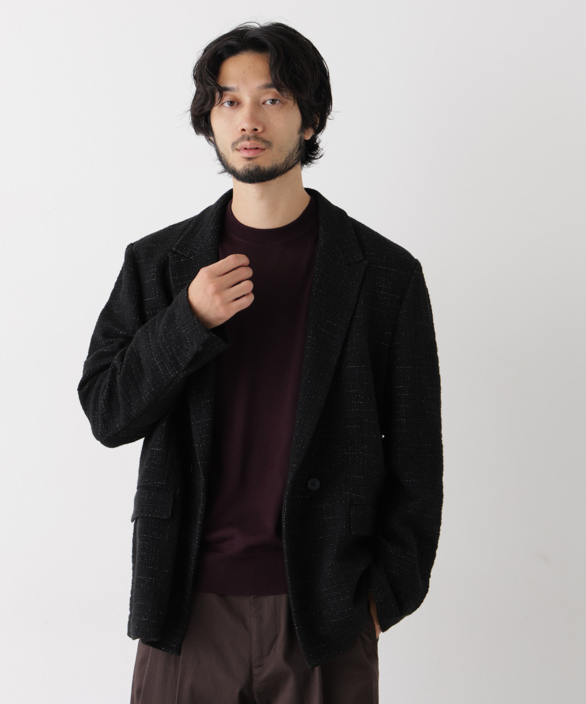 NANO universe「「Damerino Jacket」ネップツィードジャージー」|テーラードジャケット|