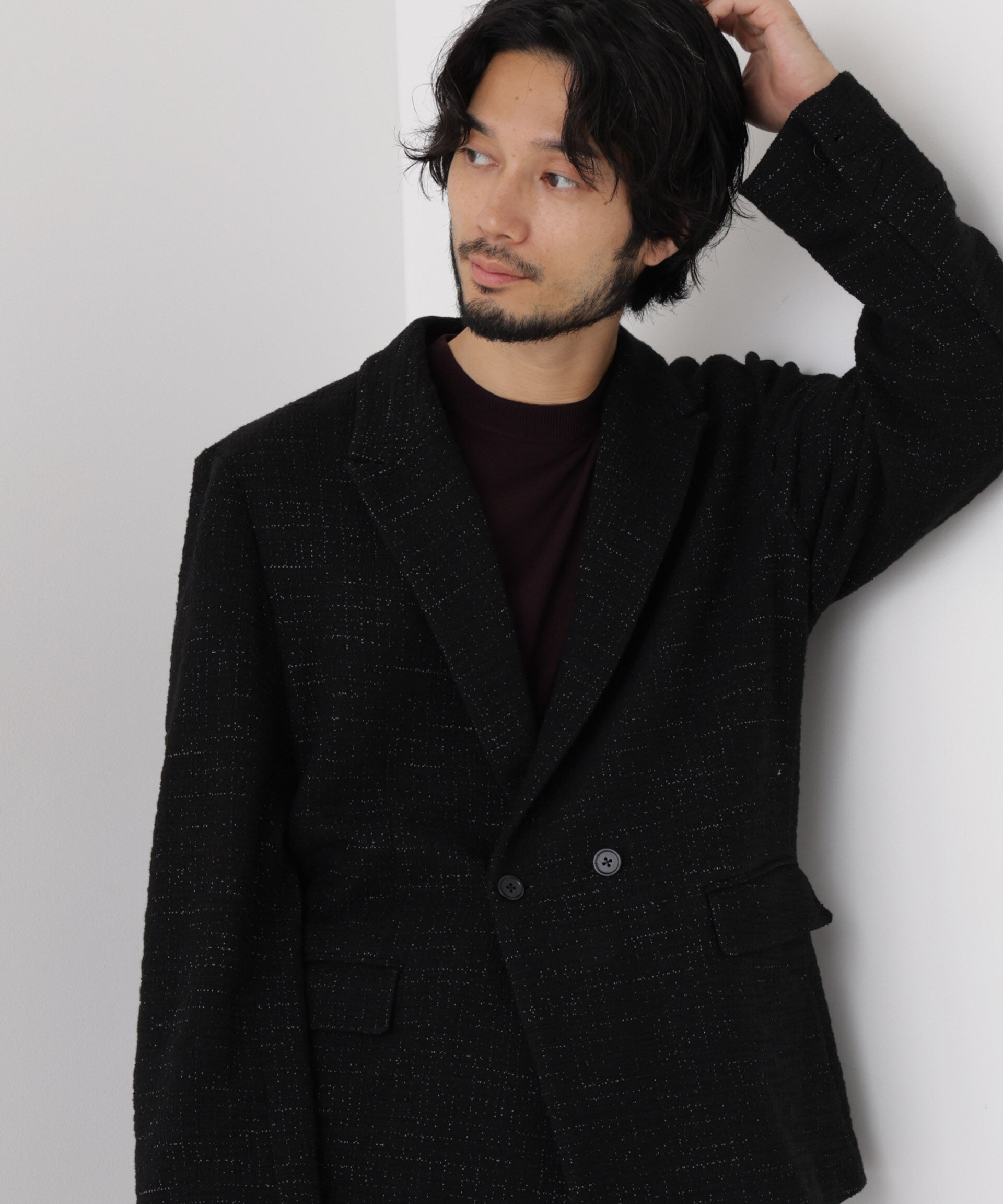 NANO universe「「Damerino Jacket」ネップツィードジャージー」|テーラードジャケット|