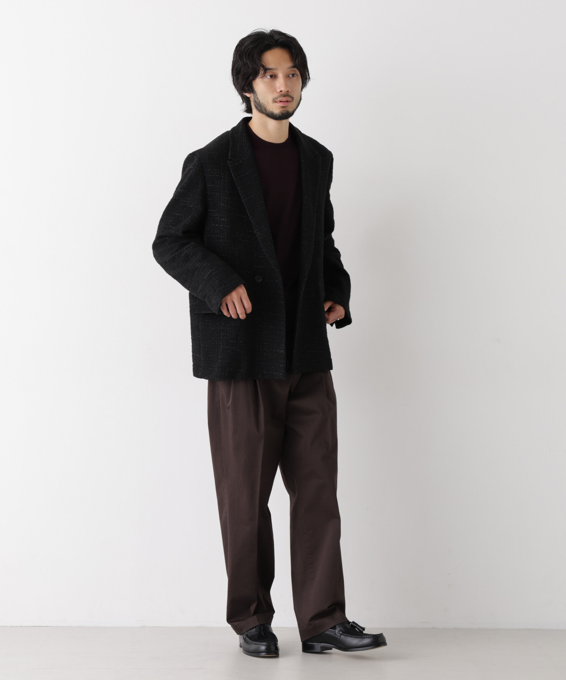 NANO universe「「Damerino Jacket」ネップツィードジャージー」|テーラードジャケット|