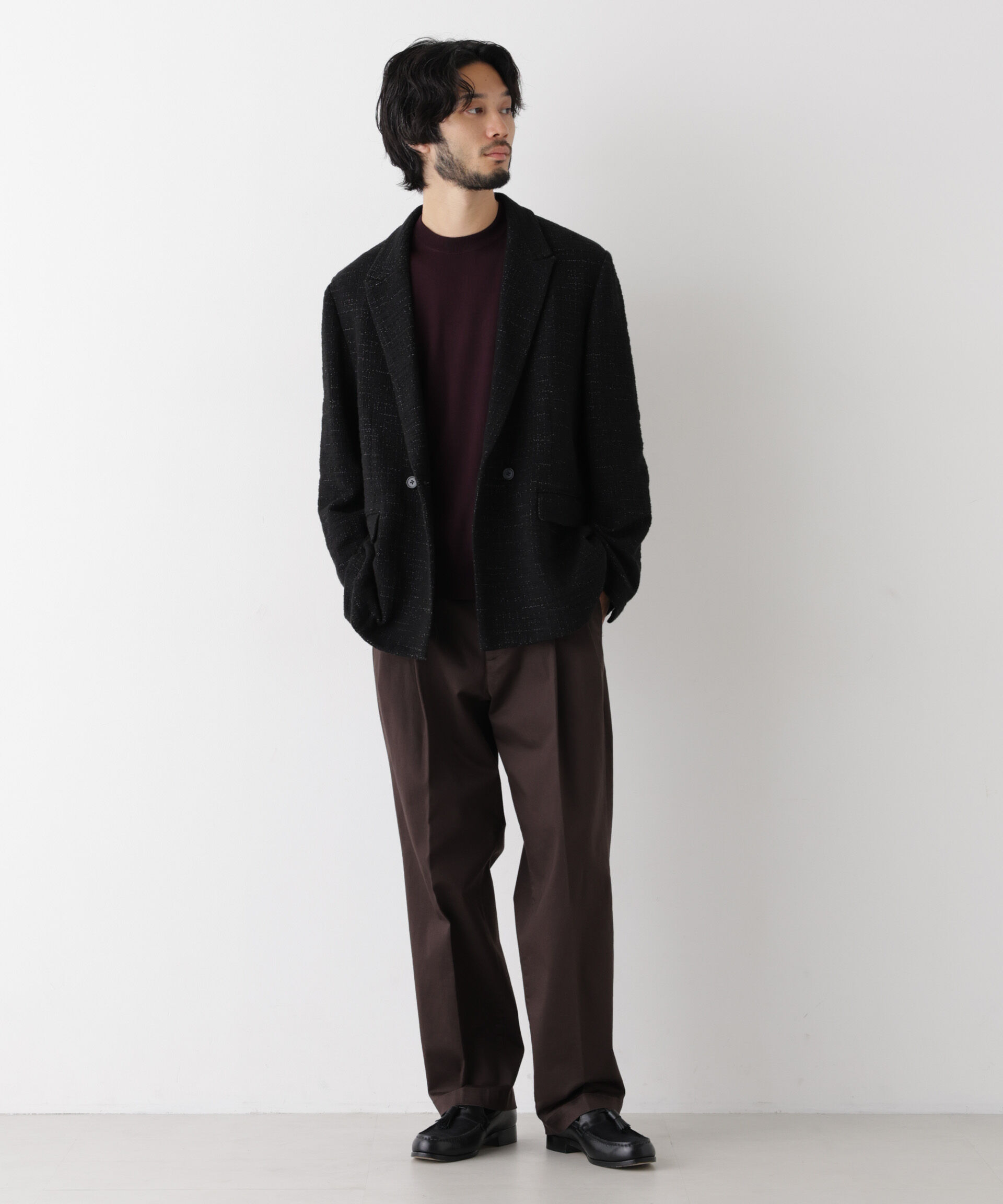 NANO universe「「Damerino Jacket」ネップツィードジャージー」|テーラードジャケット|