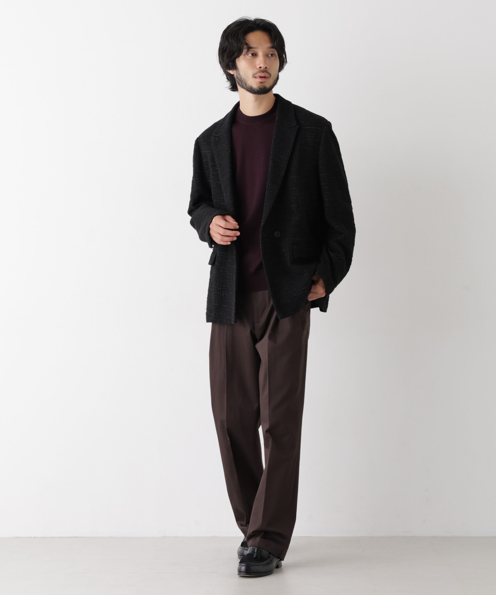 NANO universe「「Damerino Jacket」ネップツィードジャージー」|テーラードジャケット|