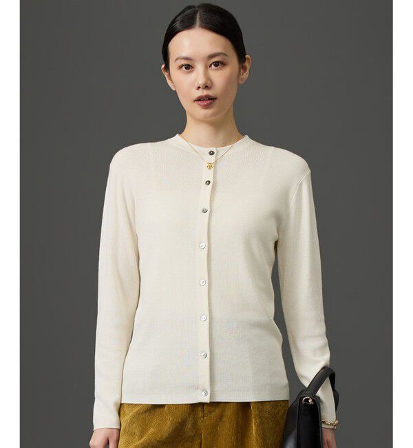 自由区「【SHIHOさん着用・アンサンブル対応可・上品ベーシック】リファインソフトニット カーディガン」|カーディガン|オフ