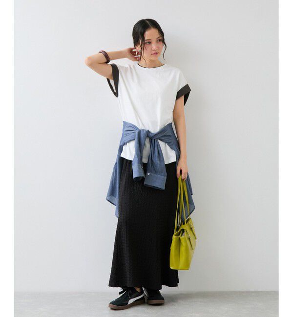 VIS「【WEB限定】天竺袖配色Tシャツ」|Tシャツ・カットソー|