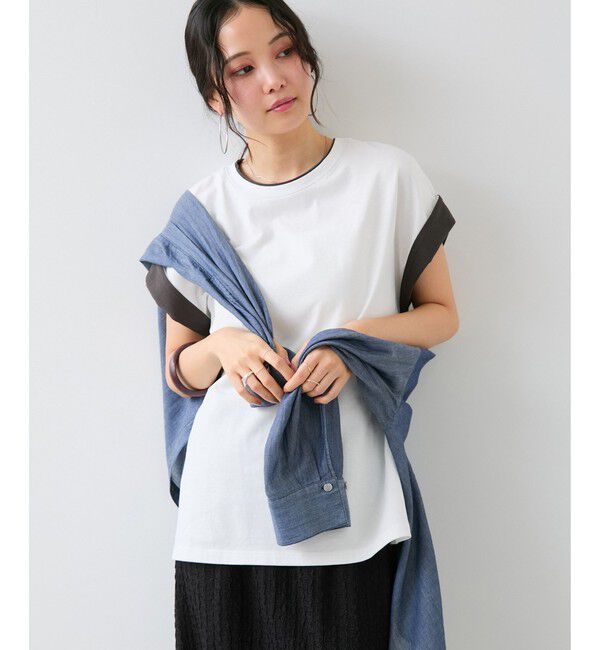 VIS「【WEB限定】天竺袖配色Tシャツ」|Tシャツ・カットソー|