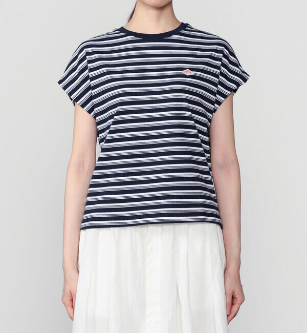 DANTON「DANTON | ボーダー コットン天竺 ドルマンショートスリーブTシャツ WOMEN」|Tシャツ・カットソー|
