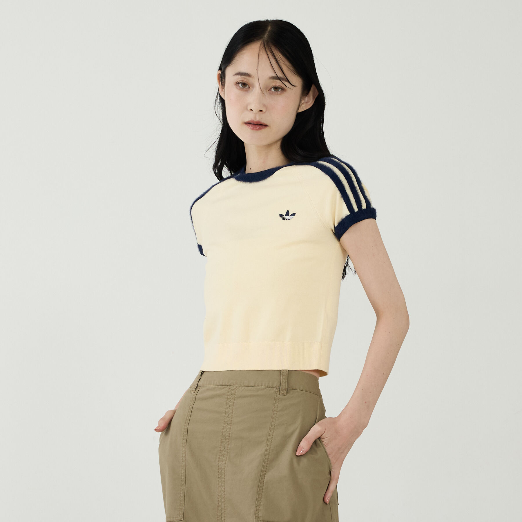 Rouge vif「【adidas / アディダス】ニットT/カットソー/ニット/ラウンドネックTシ」|Tシャツ・カットソー|