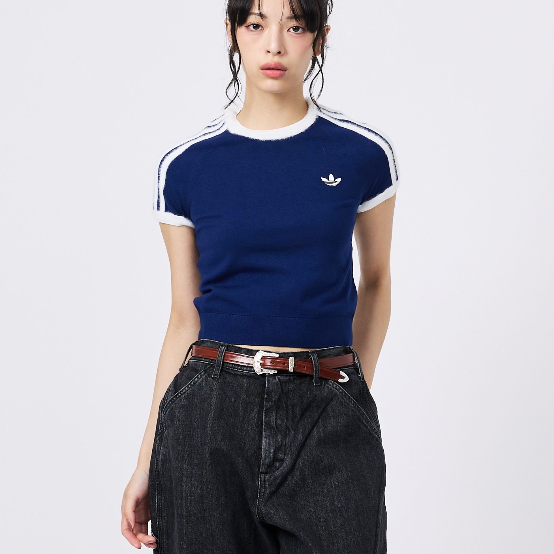 Rouge vif「【adidas / アディダス】ニットT/カットソー/ニット/ラウンドネックTシ」|Tシャツ・カットソー|ネイビー