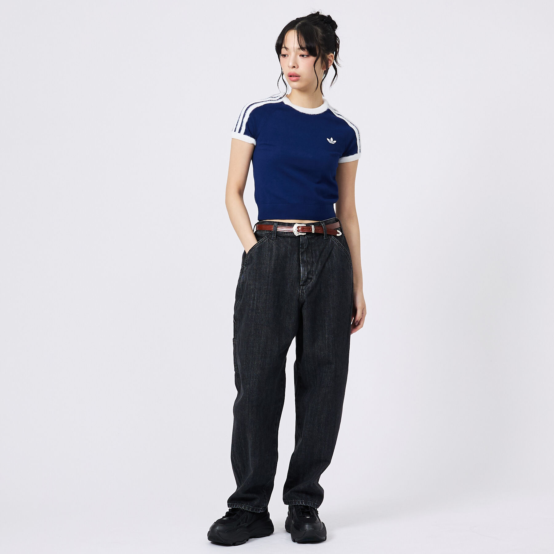 Rouge vif「【adidas / アディダス】ニットT/カットソー/ニット/ラウンドネックTシ」|Tシャツ・カットソー|