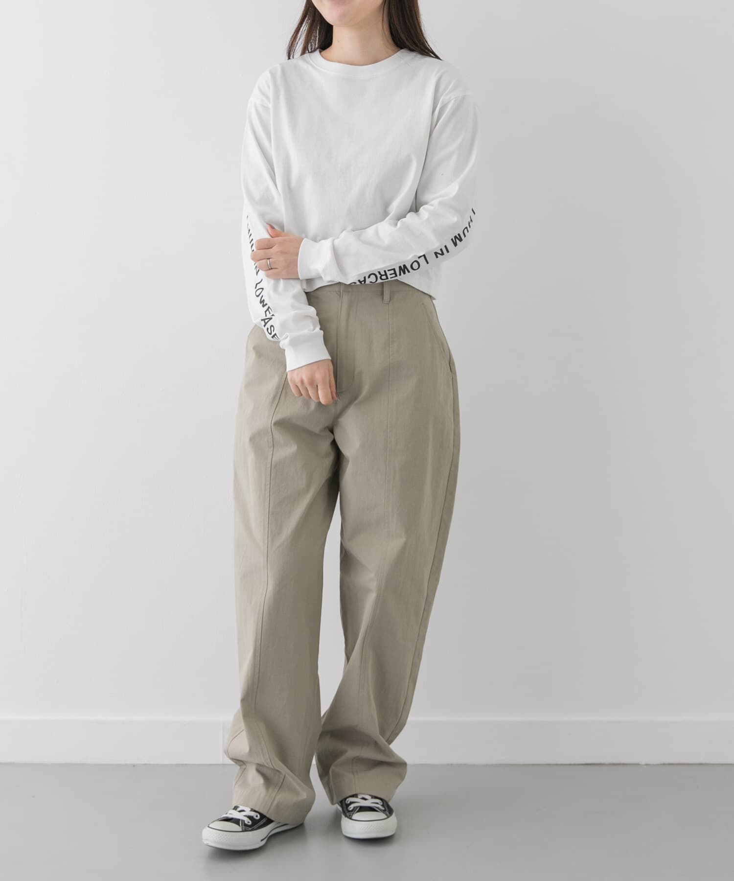 URBAN RESEARCH DOORS「FORK&SPOON　スリーブロゴクロップドTシャツ」|Tシャツ・カットソー|
