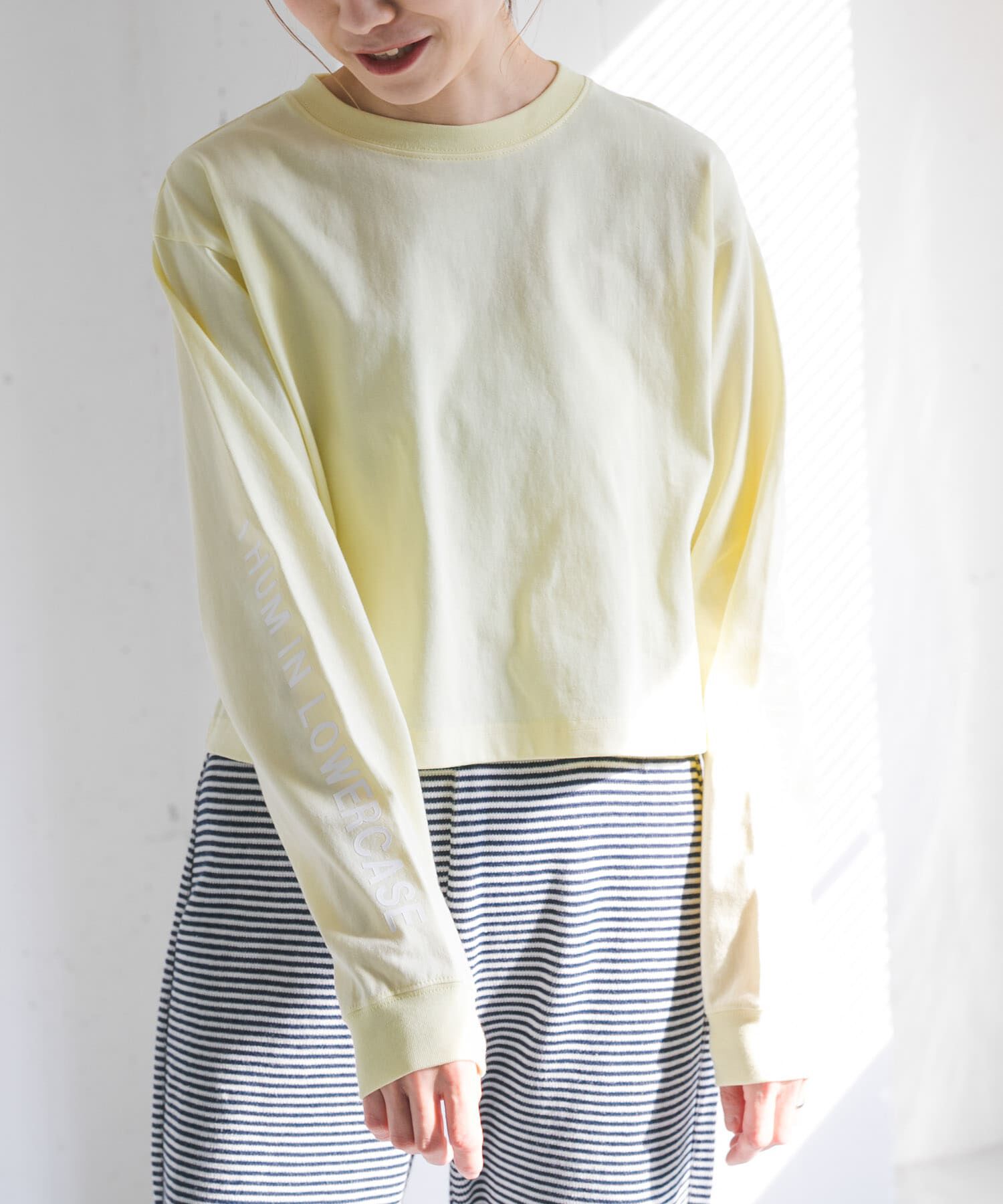 URBAN RESEARCH DOORS「FORK&SPOON　スリーブロゴクロップドTシャツ」|Tシャツ・カットソー|