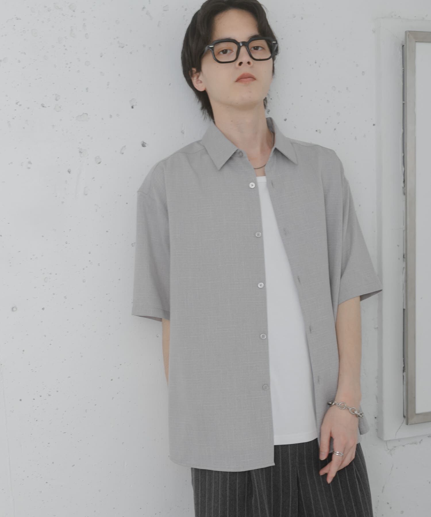 SENSE OF PLACE by URBAN RESEARCH「メランジレギュラーカラーショートスリーブシャツ」|シャツ・ブラウス|グレー