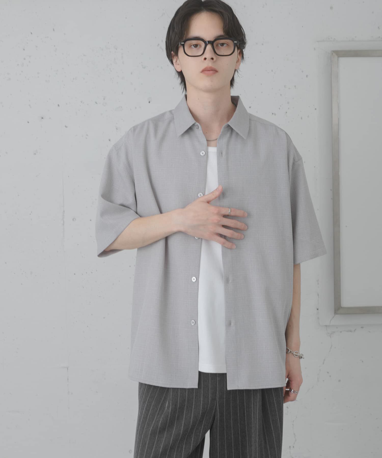SENSE OF PLACE by URBAN RESEARCH「メランジレギュラーカラーショートスリーブシャツ」|シャツ・ブラウス|