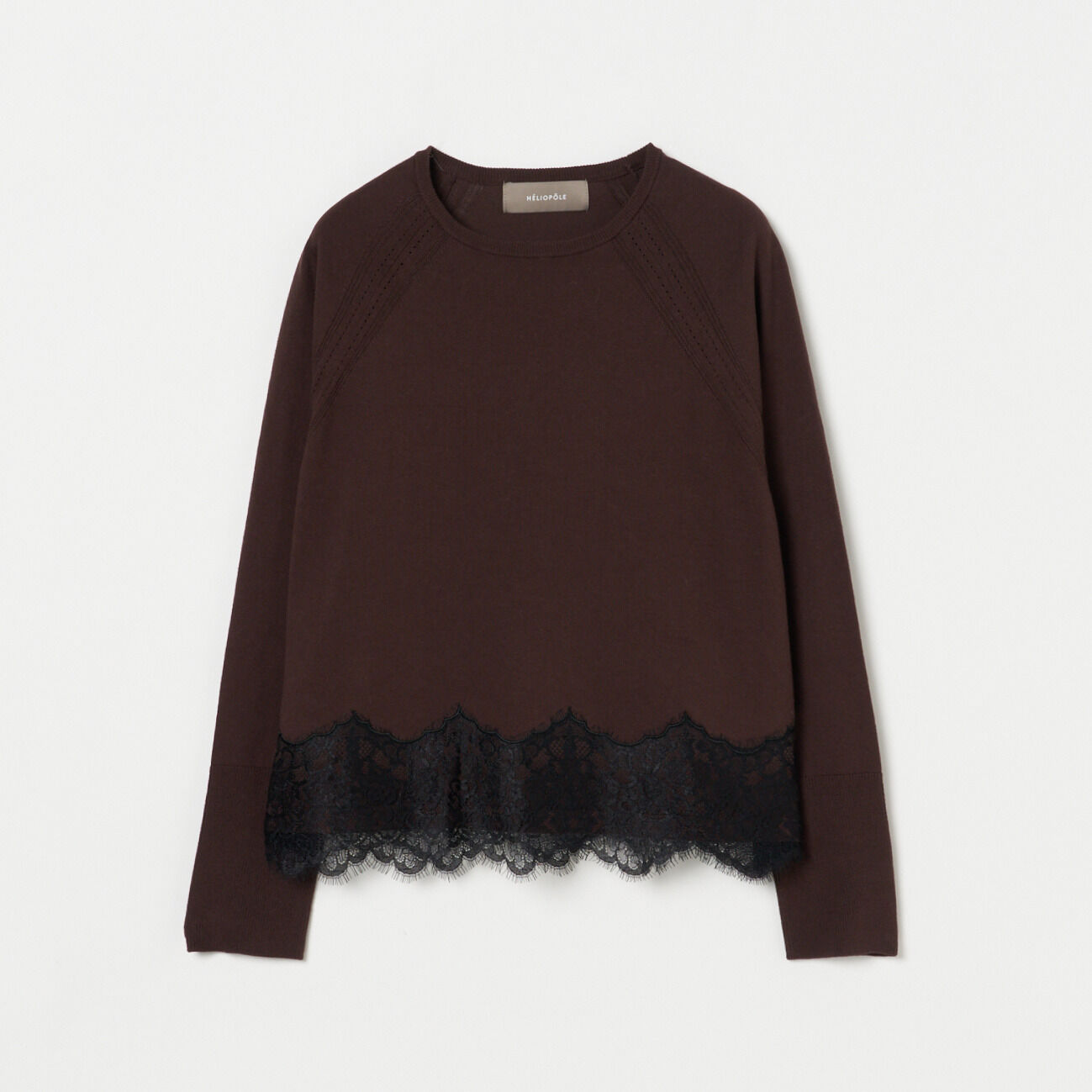 HELIOPOLE「HELIOPOLE LACE COMBI KNIT」|ニット・セーター|ダークブラウン