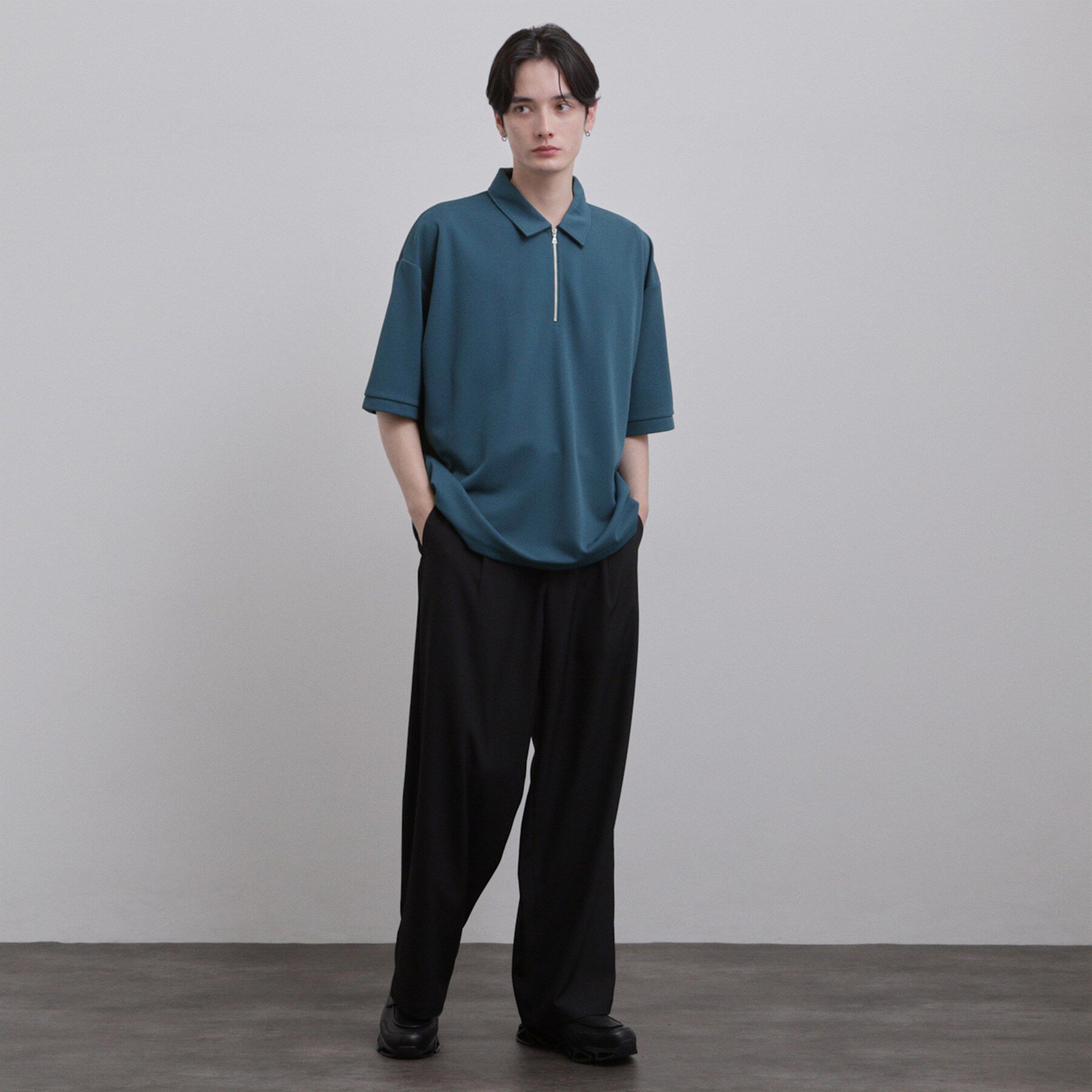 tk.TAKEO KIKUCHI「【ニュアンスを纏う】ルーズジョーゼットハーフジップポロ/キレイ目/ミニマル/ポロシャツ/カットソー/」|Tシャツ・カットソー|