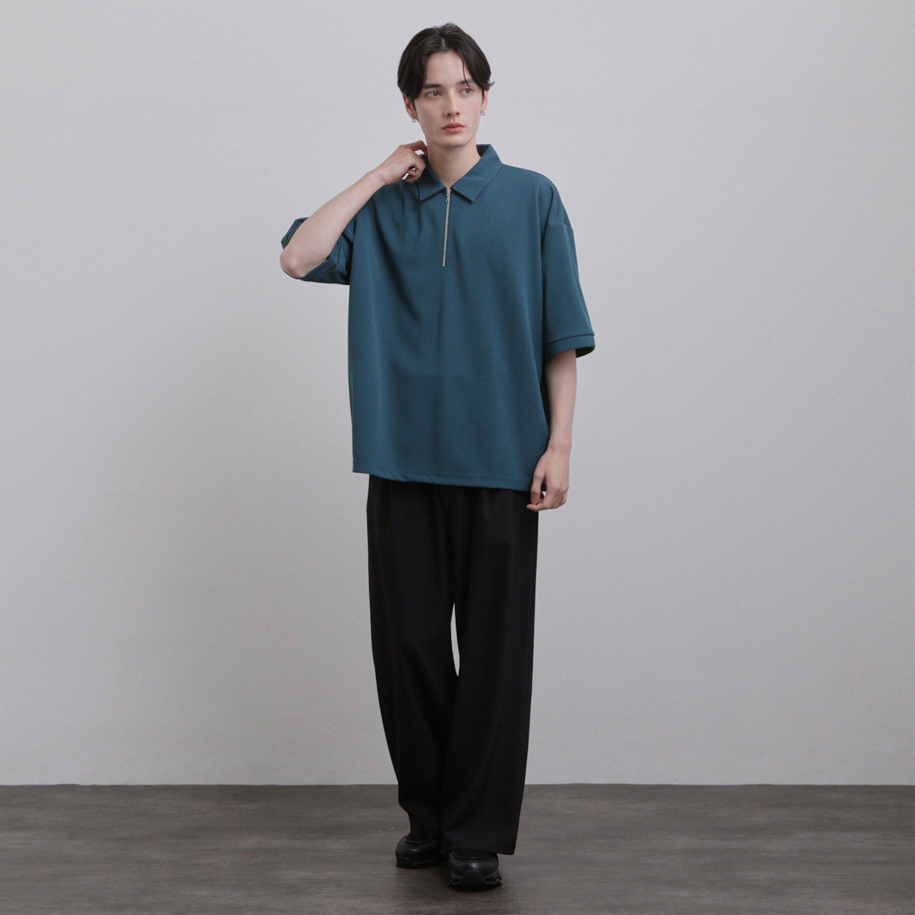 tk.TAKEO KIKUCHI「【ニュアンスを纏う】ルーズジョーゼットハーフジップポロ/キレイ目/ミニマル/ポロシャツ/カットソー/」|Tシャツ・カットソー|