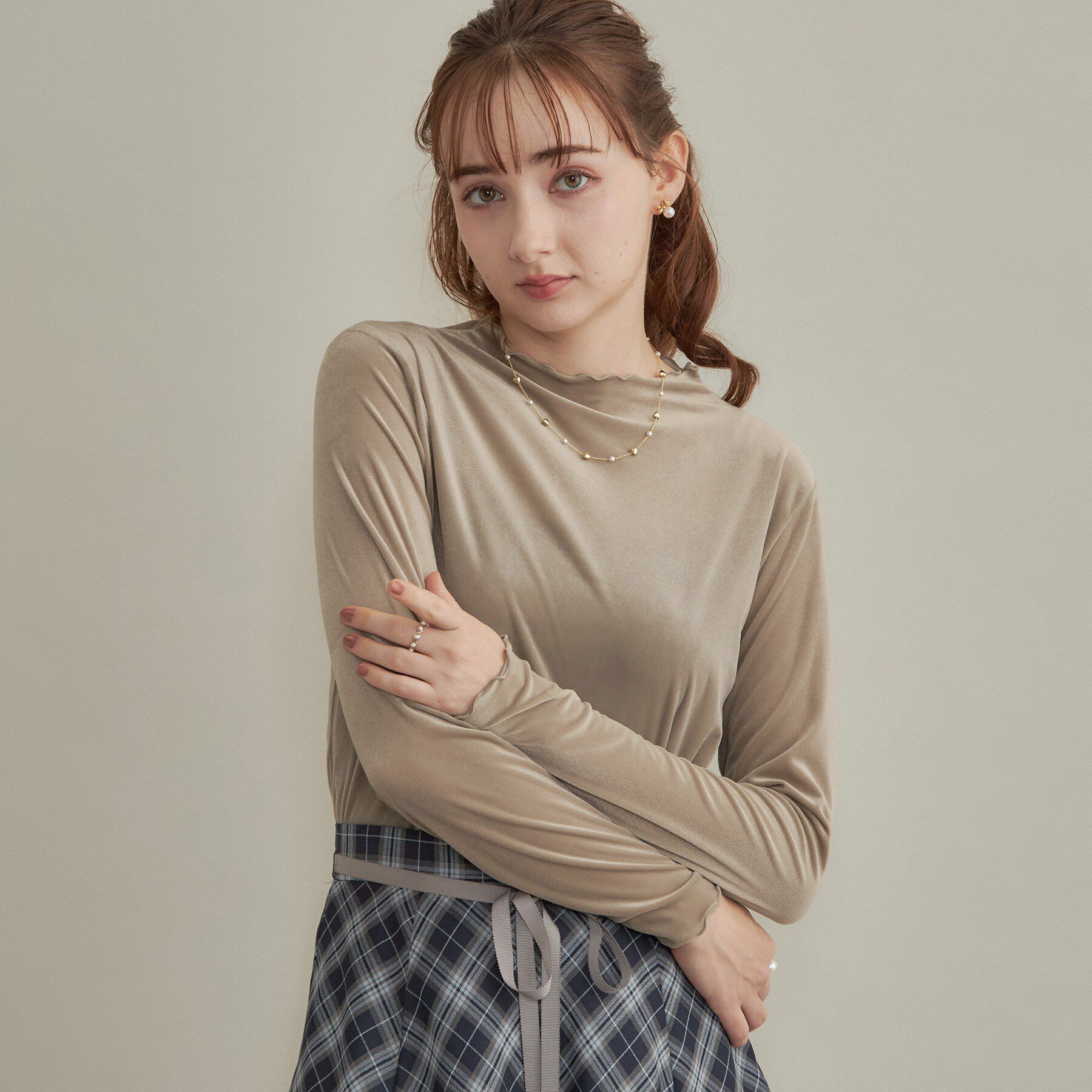 Couture broach「【上品な透け感・洗濯機可】シアーベロアトップス」|Tシャツ・カットソー|