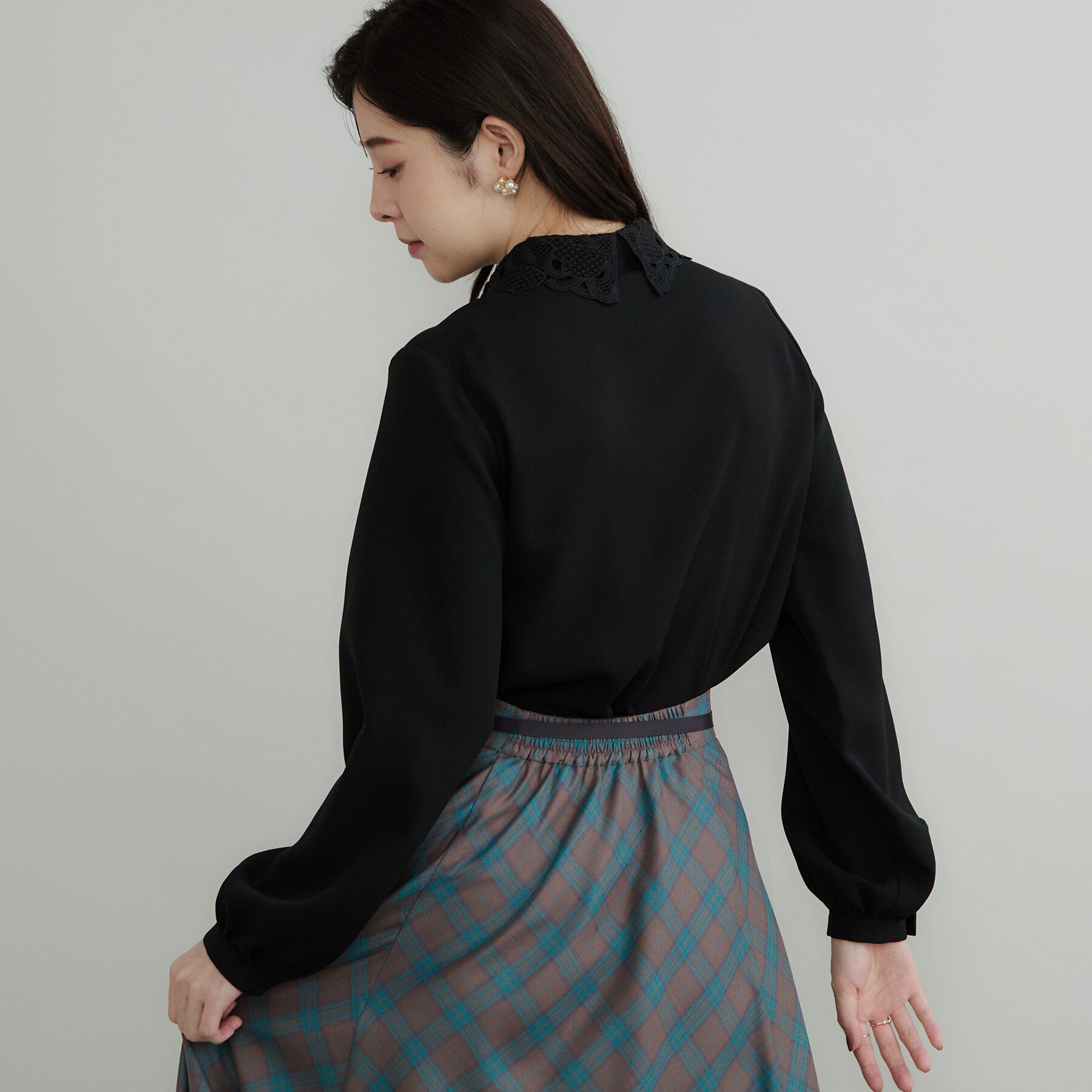 Couture broach「【お顔まわり彩る】レース衿ジョーゼットブラウス」|シャツ・ブラウス|