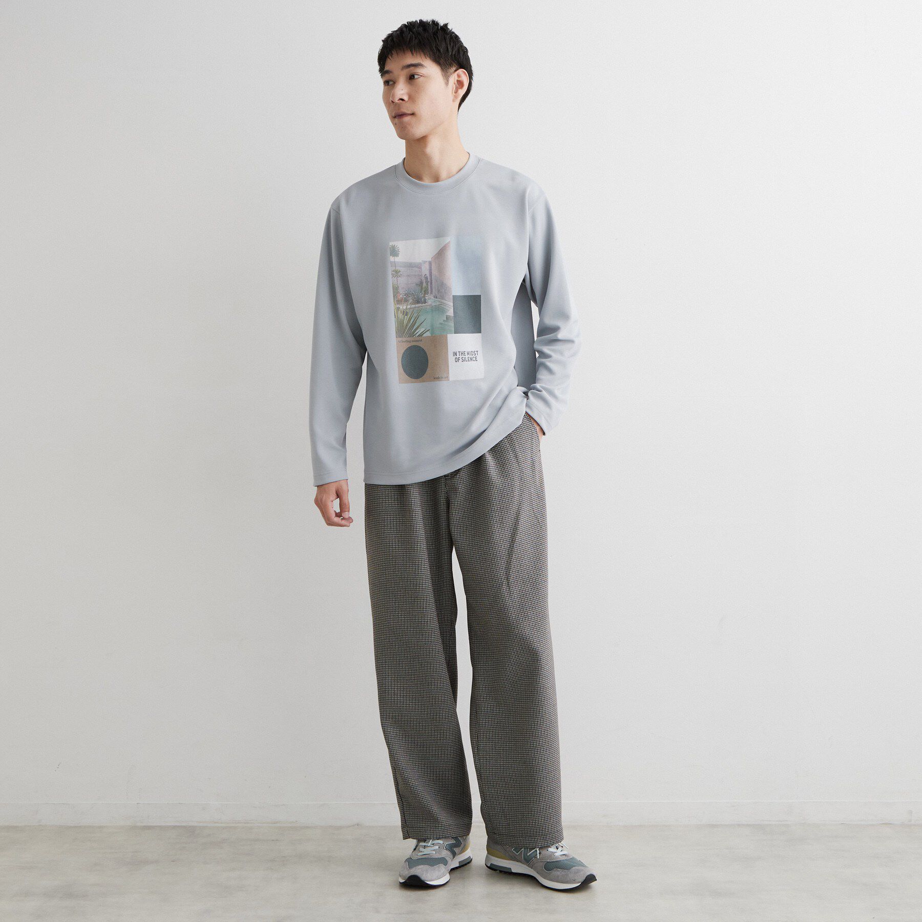 THE SHOP TK「【洗濯機OK】ポンチ長袖フォト長袖Tシャツ」|Tシャツ・カットソー|