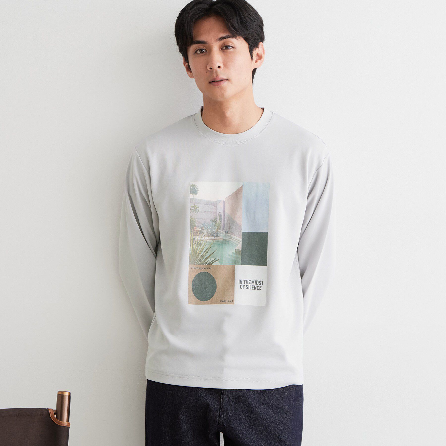 THE SHOP TK「【洗濯機OK】ポンチ長袖フォト長袖Tシャツ」|Tシャツ・カットソー|