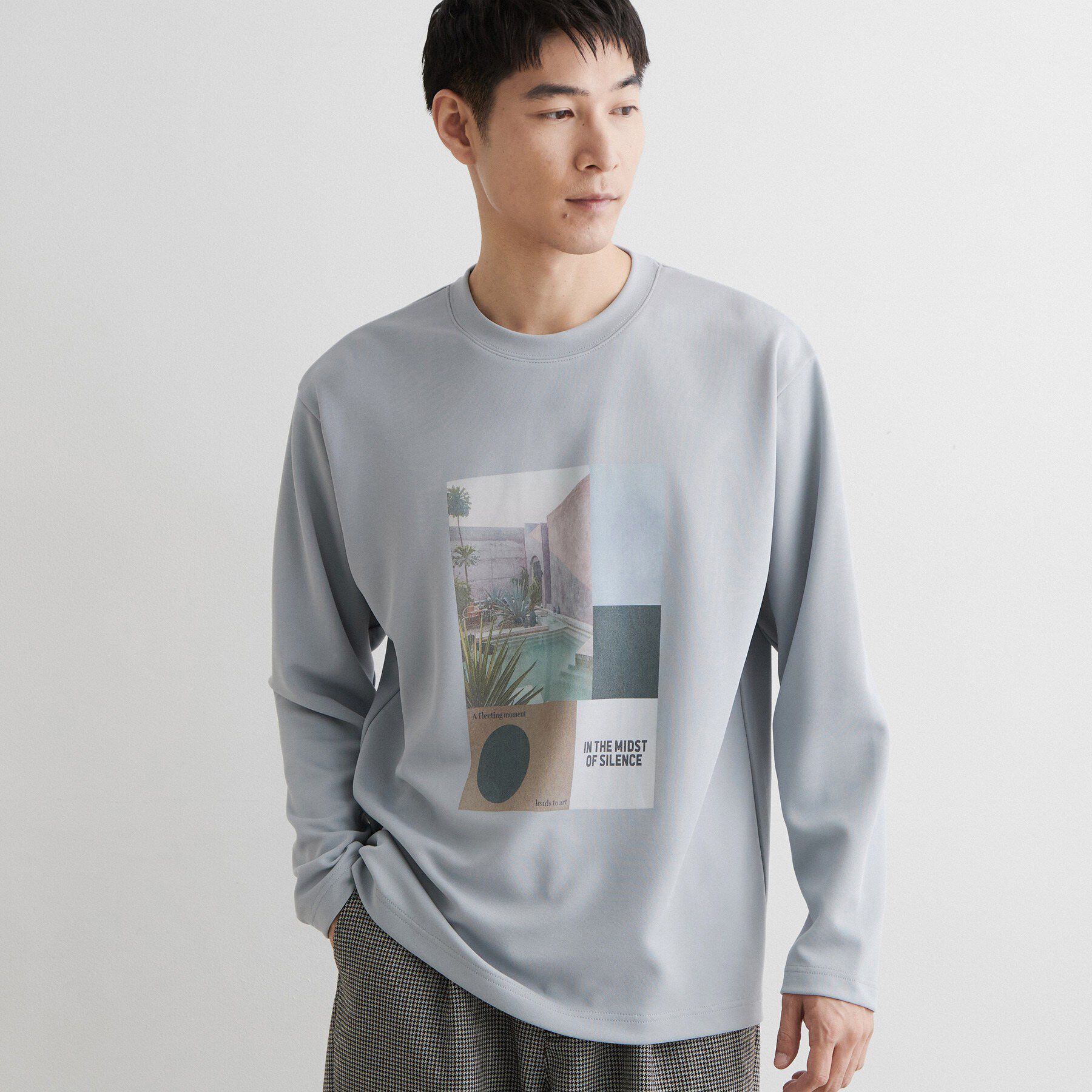 THE SHOP TK「【洗濯機OK】ポンチ長袖フォト長袖Tシャツ」|Tシャツ・カットソー|ライトグリーン(02