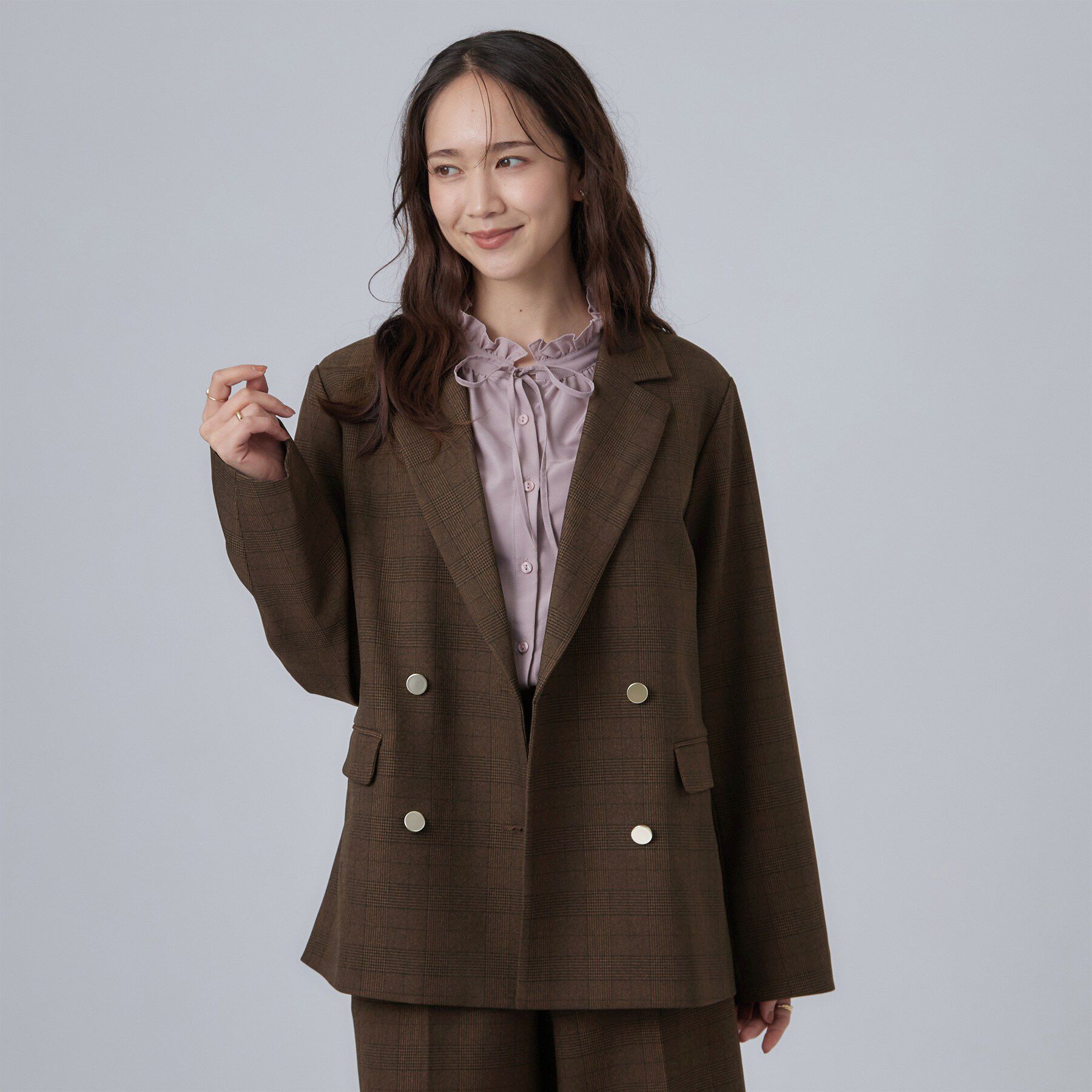 SHOO･LA･RUE「【セットアップ可/洗濯後しわになりにくい】ウールフィール ダブルジャケット」|テーラードジャケット|