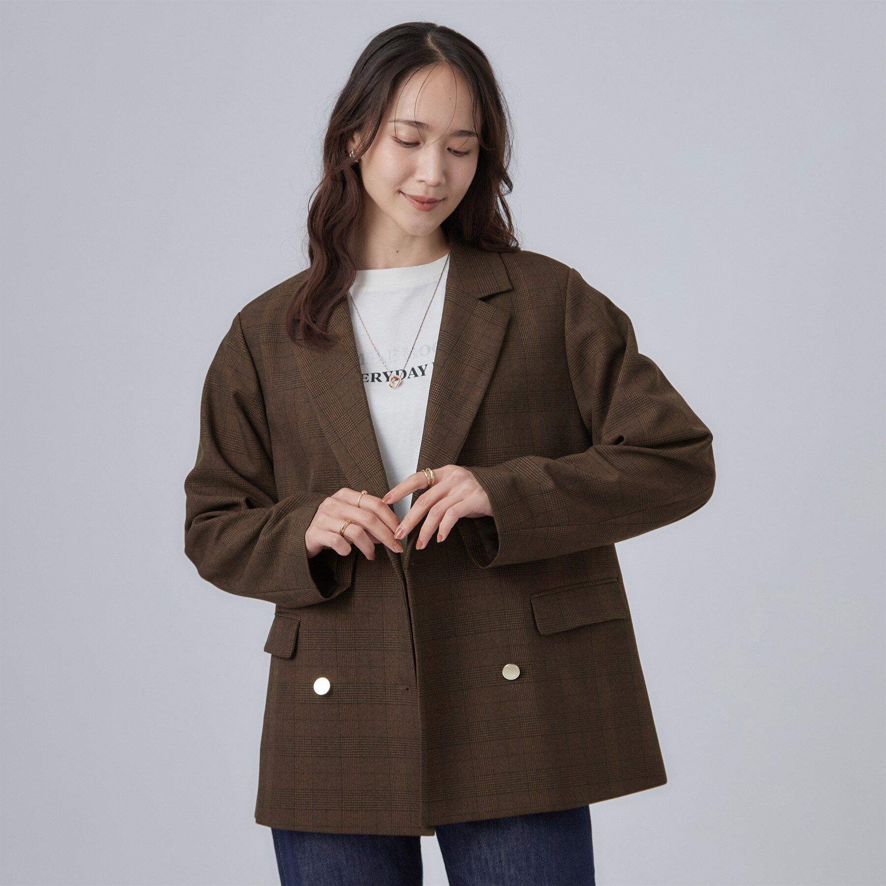 SHOO･LA･RUE「【セットアップ可/洗濯後しわになりにくい】ウールフィール ダブルジャケット」|テーラードジャケット|