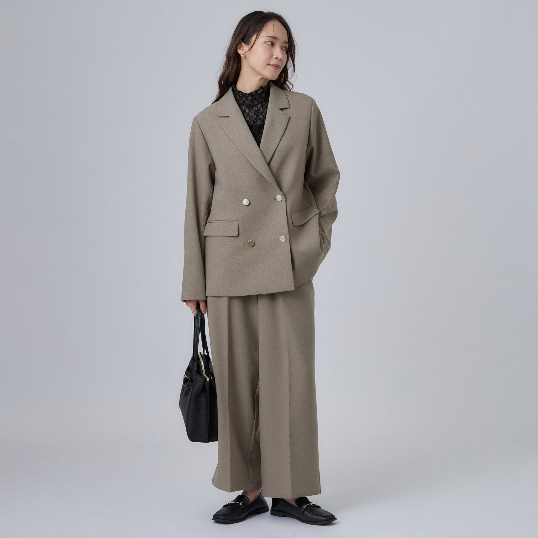 SHOO･LA･RUE「【セットアップ可/洗濯後しわになりにくい】ウールフィール ダブルジャケット」|テーラードジャケット|