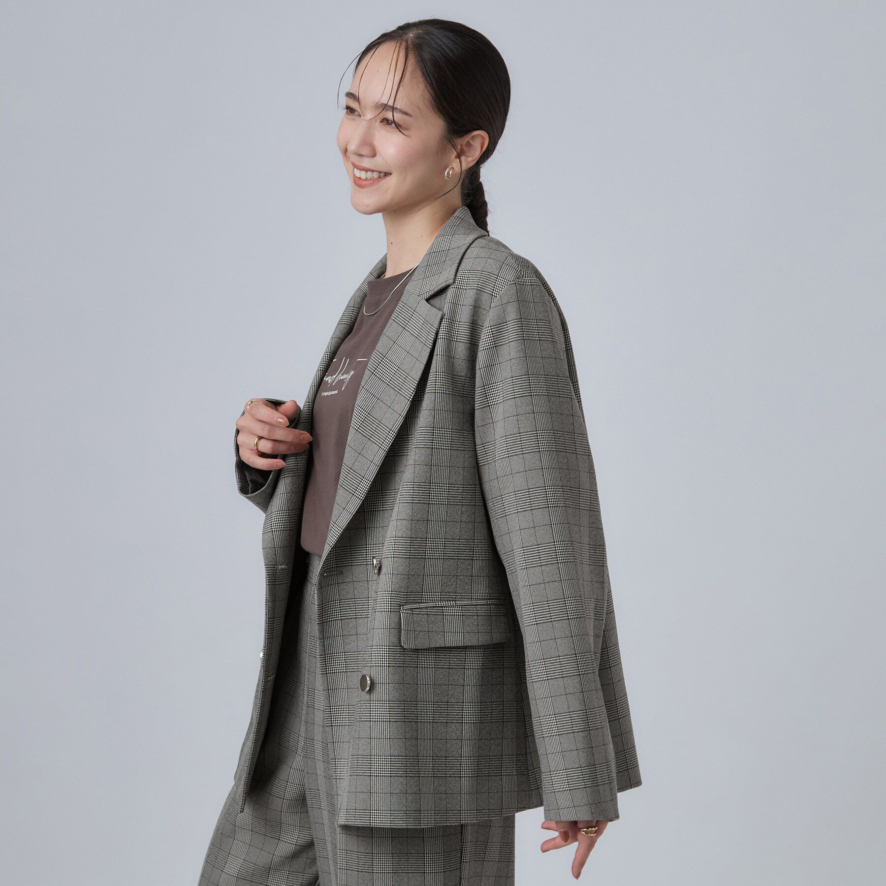SHOO･LA･RUE「【セットアップ可/洗濯後しわになりにくい】ウールフィール ダブルジャケット」|テーラードジャケット|