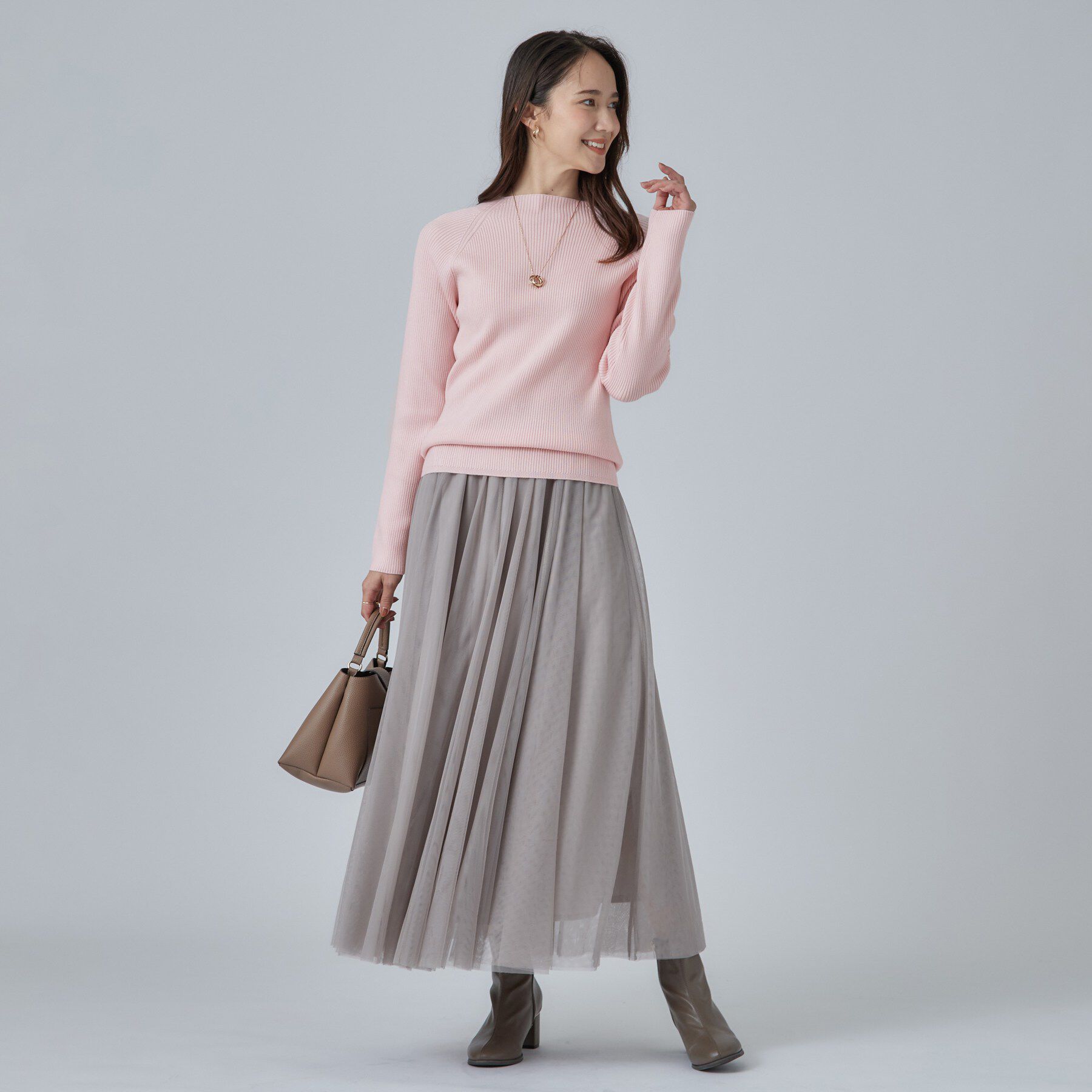 SHOO･LA･RUE「【絶妙なゆるピタ/S-LL/洗濯機可】ちくちくしにくいリブハイネック やわらかニット」|ニット・セーター|