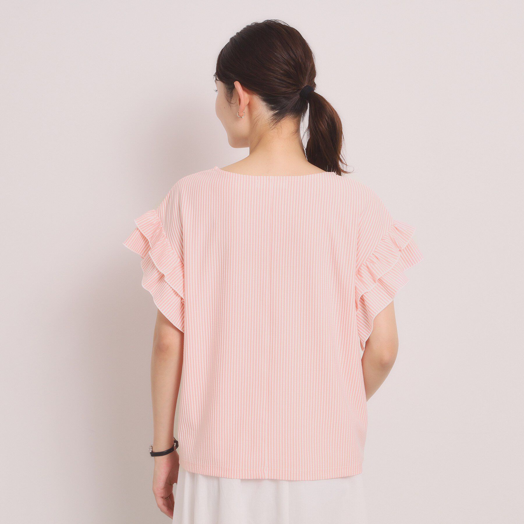 ITS&rsquo;DEMO「カットサッカー袖フリルトップス」|Tシャツ・カットソー|