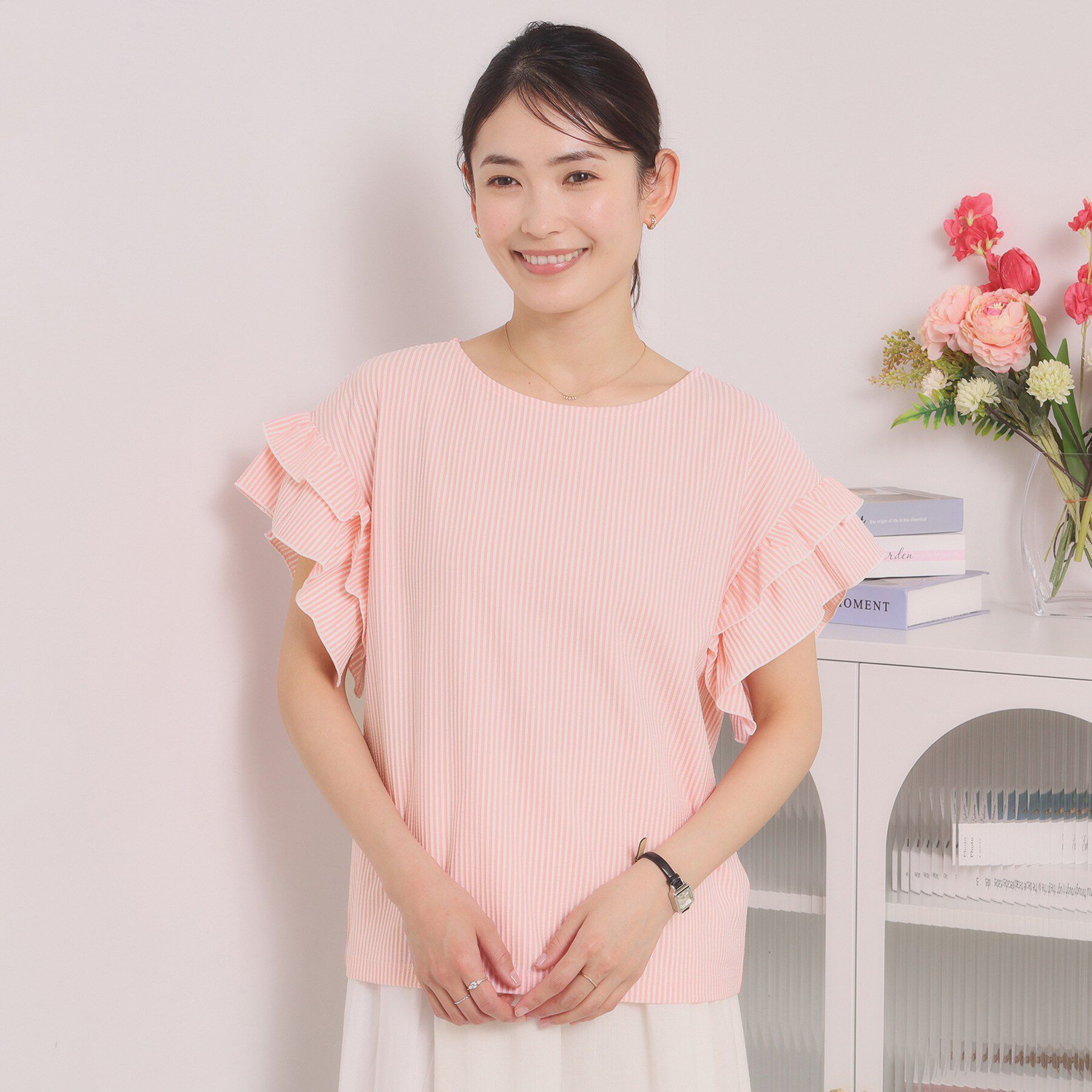 ITS&rsquo;DEMO「カットサッカー袖フリルトップス」|Tシャツ・カットソー|