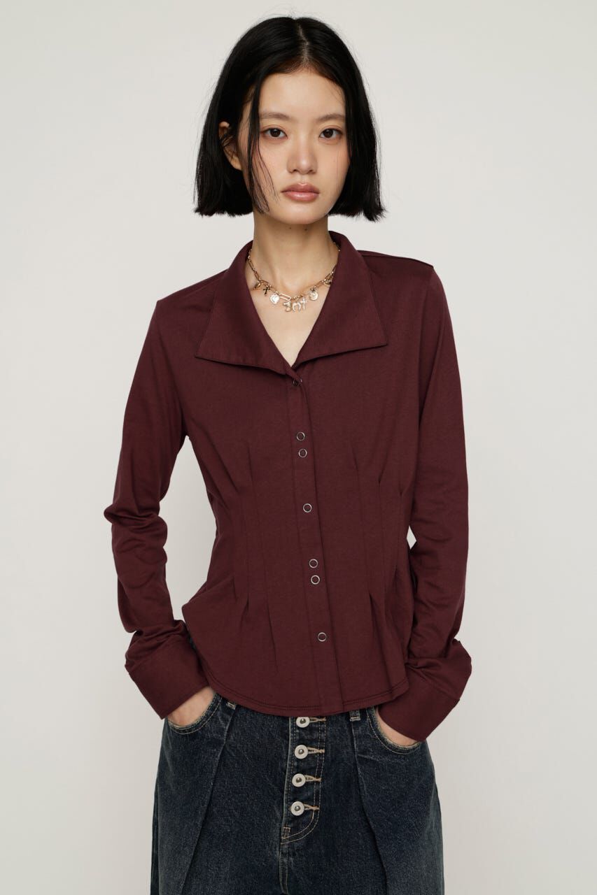 SLY「OPEN COLLAR TUCKED シャツ」|シャツ・ブラウス|D/RED3
