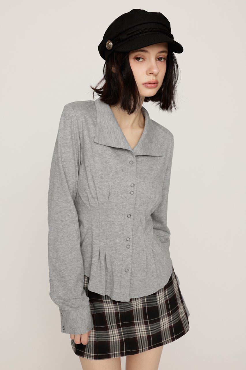 SLY「OPEN COLLAR TUCKED シャツ」|シャツ・ブラウス|T.GRY