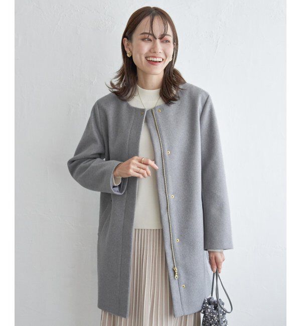 IKKA LOUNGE「ウールライクストレッチフードコート」|その他|グレー