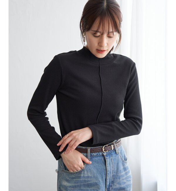 ikka「前後2WAY三角テレコプルオーバー」|Tシャツ・カットソー|ブラック