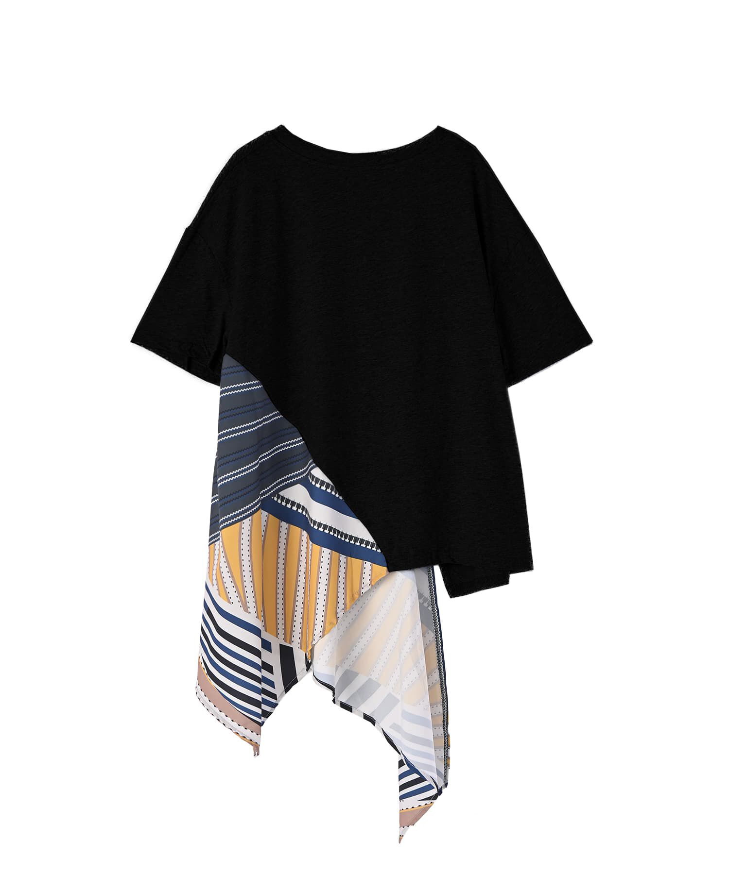 STYLE DELI「【BLK001】スカーフ柄パッチワークTシャツ」|Tシャツ・カットソー|