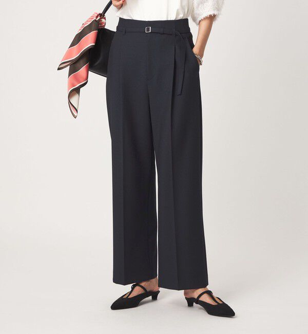 UNITED ARROWS green label relaxing「［size SHORT/TALLあり］ライト ダブルクロス ワイド パンツ」|スラックス|NAVY
