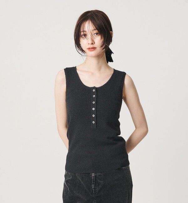 BEAUTY&YOUTH UNITED ARROWS「ヘンリーネック リブニット タンクトップ ウォッシャブル」|ニット・セーター|DK.GRAY