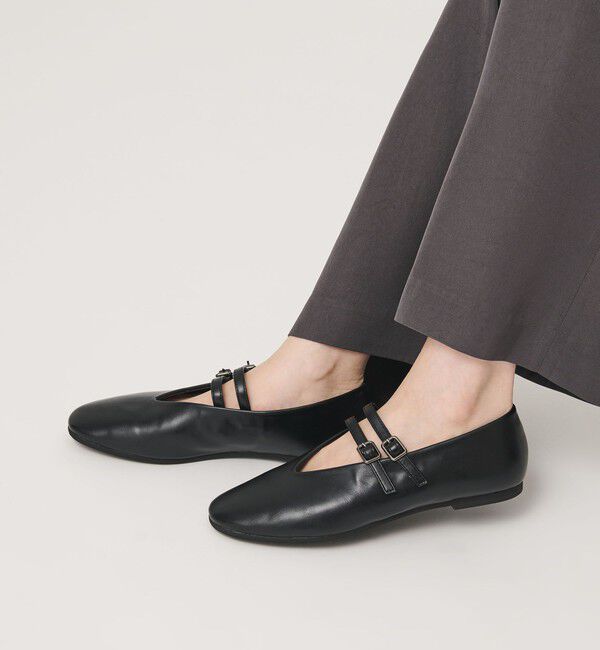 BEAUTY&YOUTH UNITED ARROWS「レザーライク Wベルト フラットシューズ」|ローファー|