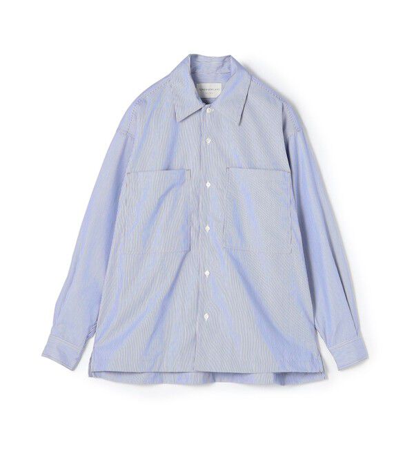 TOMORROWLAND MENS「【WEB・アウトレット限定】コットンストライプ ブルゾンカラー ダブルポケットシャツ」|シャツ・ブラウス|64 ブルー系