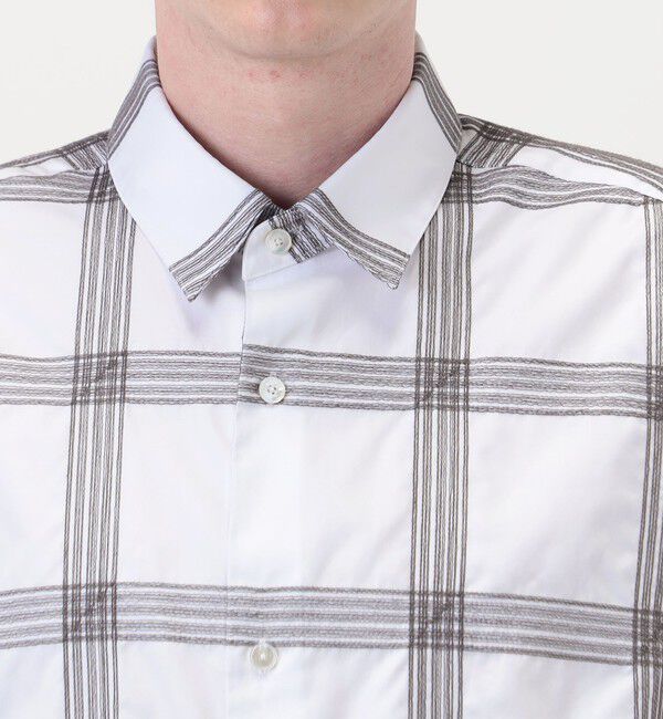 TOMORROWLAND MENS「120/2コットンブロード エンブロイダリーチェック レギュラーカラーロングシャツ」|シャツ・ブラウス|