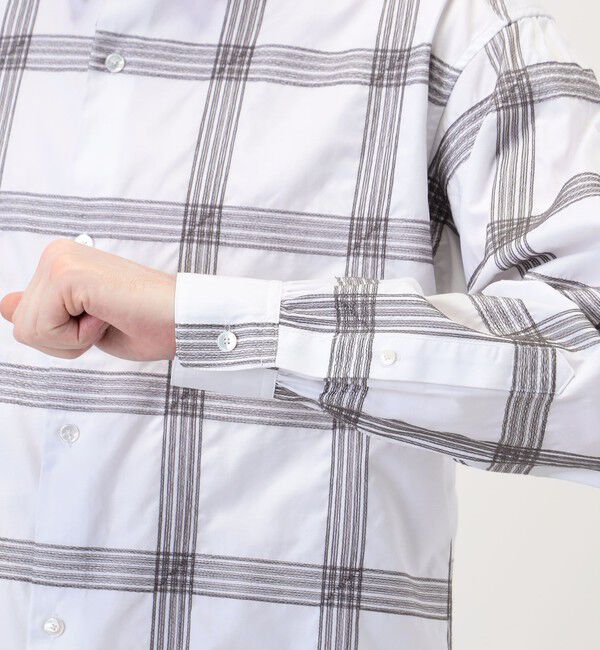 TOMORROWLAND MENS「120/2コットンブロード エンブロイダリーチェック レギュラーカラーロングシャツ」|シャツ・ブラウス|