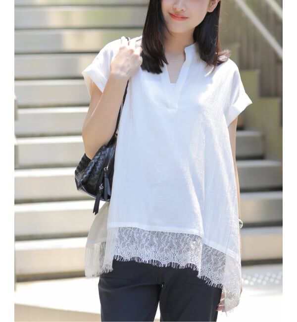 JOURNAL STANDARD relume「《WEB限定》バンドカラーレース付きブラウス」|シャツ・ブラウス|